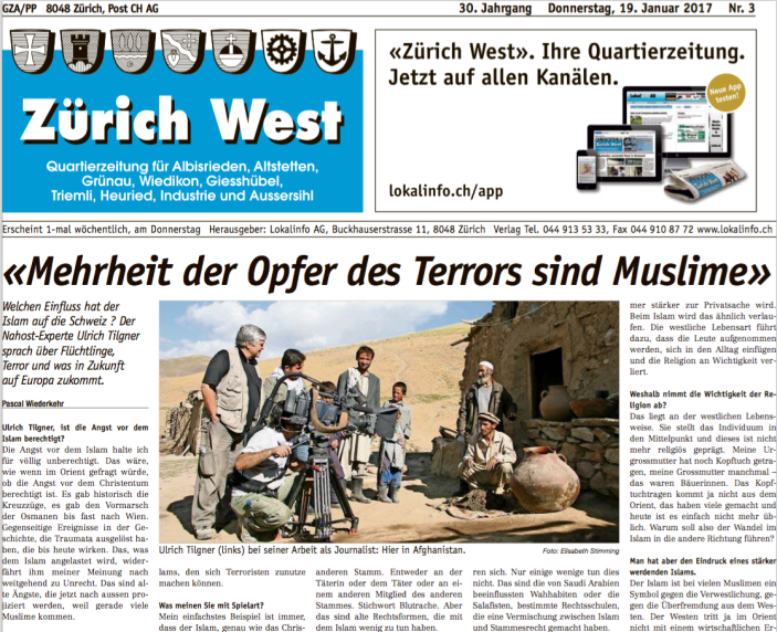 Ausschnitt Artikel «Zürich West»: «‹Mehrheit der Opfer des Terrors sind Muslime›»
